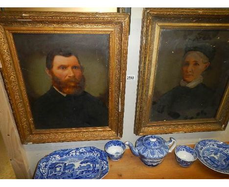 Two Victorian portrait prints on board in gilt frames, a/f. 48 x 59 cm.  