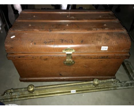An old tin steamer trunk - 79cm x 59cm x 47cm  