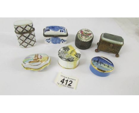 A Victorian French ring box and seven assorted trinket boxes.  