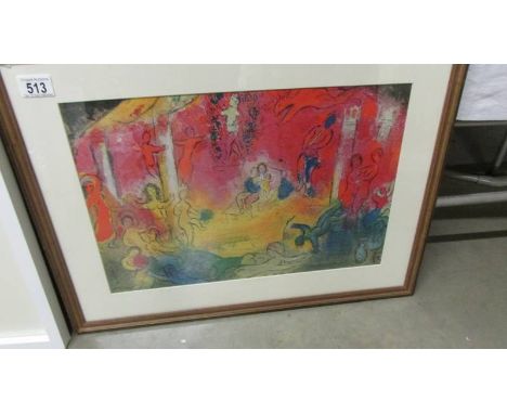 Marc Chagall (1887-1985) Modernist figural lithographic print published in New York printed in West Germany 1977. Centrefold 