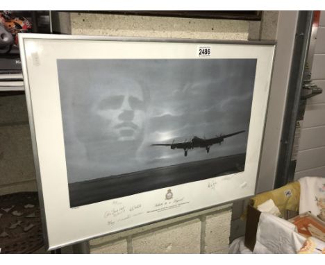 A framed and glazed 50th Anniversay limited edition (908 of 1200) Dambuster print 'Salute to a legend' 61cm x height 47cm (CO