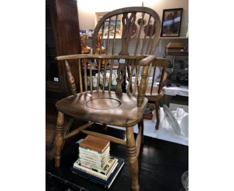 A 19th century chair (covered hole for commode) (Collect only)  