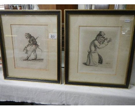 A pair of framed and glazed engravings depicting monkey's - 'I Hope I Don't Intrude' and 'Hookey Walker'. Collect only.*condi