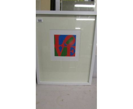 Robert Indiana (1928-2018) Print entitled 'Love' published in the Netherlands circa 1990s. Frame size approx 21 ¼ x 17 inches
