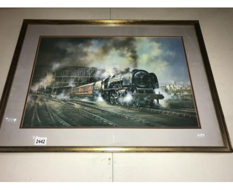 A framed and glazed L.M.S. steam locomotive print 82cm x Height 60cm (COLLECT ONLY)  