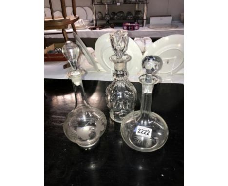 A cut glass decanter &amp; 2 others. (Collect only)  