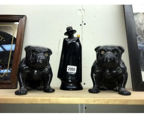 A pair of vintage pottery dogs &amp; a Royal Doulton Scandinavian decanter  
