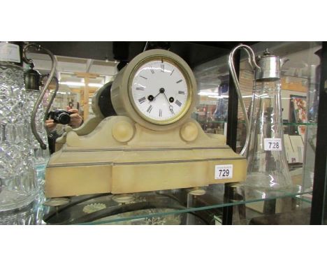 An 8 day alabaster mantel clock.  Collect only.  