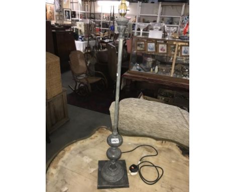 A cast white metal tall table lamp Height 93.5cm  