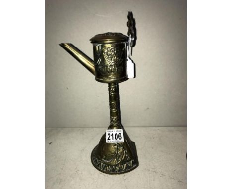 A 19th century brass whale oil  lamp  