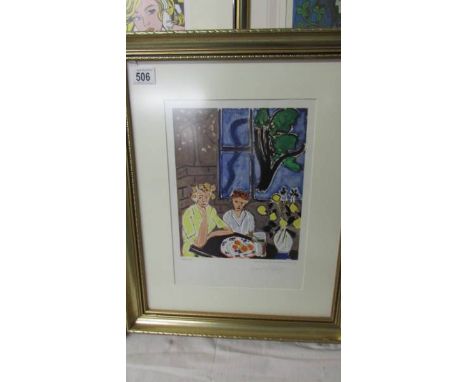 Henri Matisse (1869-1954) Lithographic print Editions De La Revue Verve entitled 'deux fillettes fond gris fenetre bleue' (tw