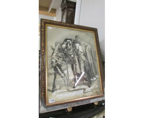 A framed and glazed print of a knight with horse.*condition reports*Image; 47.5cm x 61cmFrame; 57.5cm x 71cm 