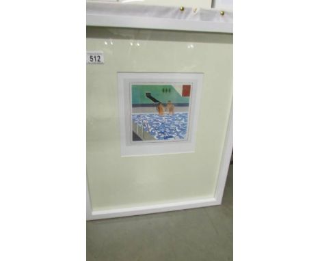 David Hockney (b.1937) Print entitled 'Two boys in a pool' published in the Netherlands circa 1990s. Frame size approx 21 ¼ x