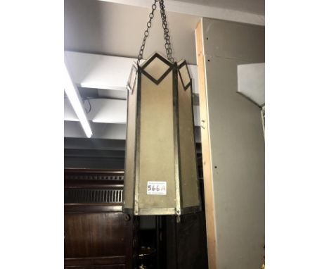 An original uncleaned art deco ceiling light with shaped glass panels in good condition. 68cm drop (collect only)*condittion 