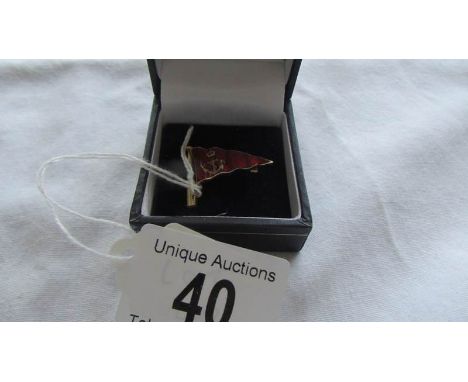 A 9ct gold Enamel pennant brooch marked Cowes.  
