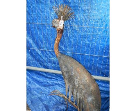 A metal work sculpture of a crane, a/f missing a leg. collect only  