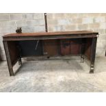 Large metal work bench with vice