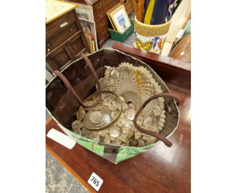 A PART GLASS BEAD BASKET CEILING LIGHT