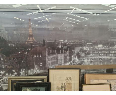 A LARGE PRINT OF THE PARIS SKYLINE.