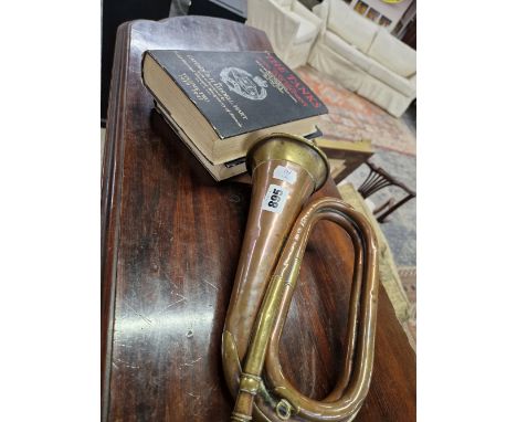 BOOKS- THE TANKS OF THE ROYAL TANK REGIMENT ( 2 VOLS) TOGETHER WITH A COPPER BUGLE