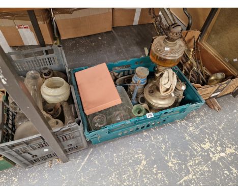 OIL LAMPS AND FITTINGS, FIRE IRONS AND OTHER RELATED TOOLS
