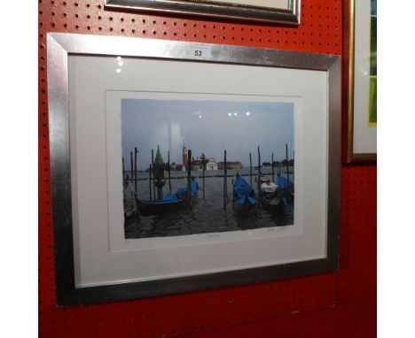 Gondolas, limited edition print 16/50, signed and framed 