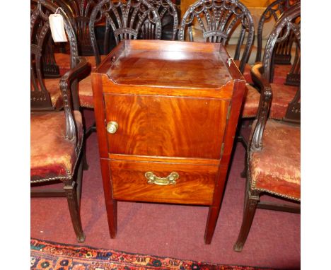 A George III mahogany commode fitted single drawer and panel door