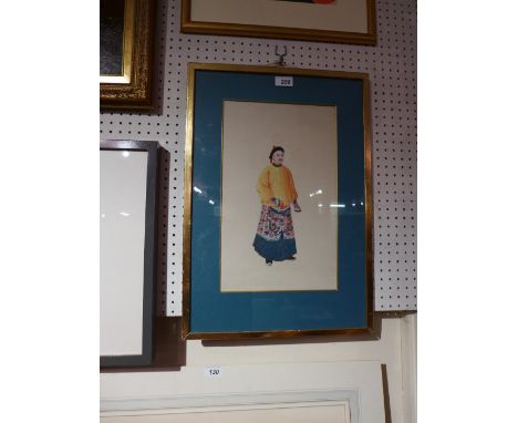 A Chinese Gouache portrait of a man in a gilt frame 