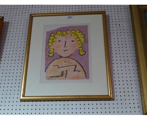 Paul Klee, a lithograph portrait titled 'Tete D'enfant', in a gilt frame 