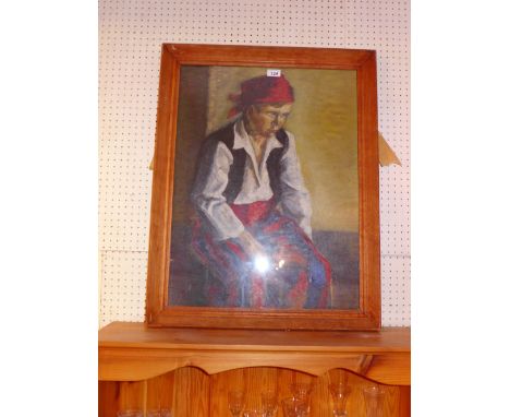 A 20th century oil on board portrait study of a boy framed