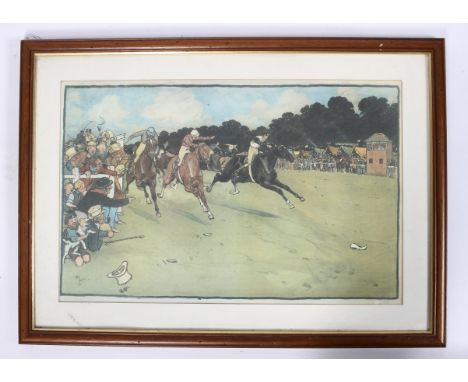 A horse racing print, after Cecil Aldin, 1901, framed, 60 cm x 40 cm 