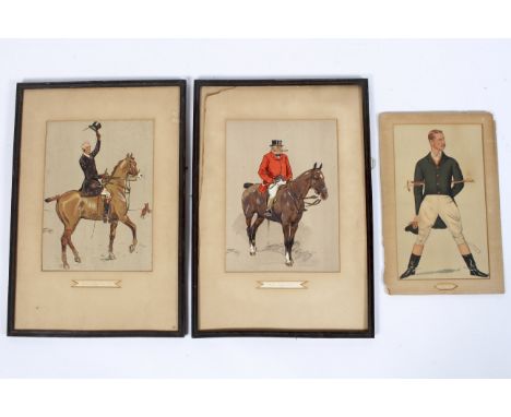 Three sporting prints, comprising: Hogany Tops and Old Tawney by Snaffles, each framed and a third Spy print of a gentleman h
