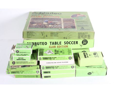 A collection of assorted vintage boxed Subbuteo, to include three Club edition sets, Continent Club edition, seven boxed team