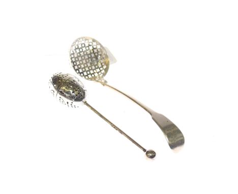 Silver tea infuser and a silver sifting ladle (2)