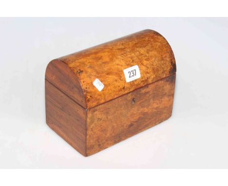 Victorian burr walnut dome-top tea caddy