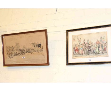 Regency humorous engraving, 'Looking at an ass', pub. McLean; and another print of Darlington interest, 'How J. Backhouse & C