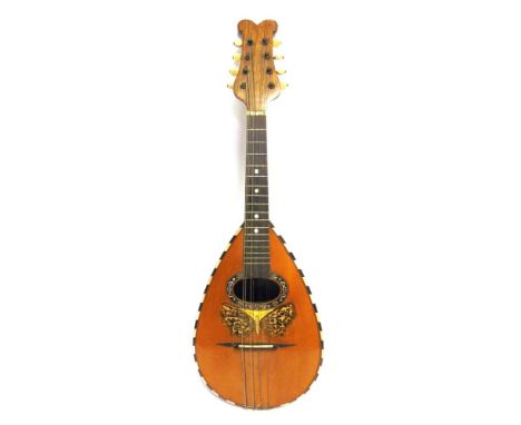 AN ITALIAN MANDOLIN, PAUL RUFFINI, BRESCIA  imported by Ball, Beavon &amp; Co., London, with mother of pearl, faux tortoisesh
