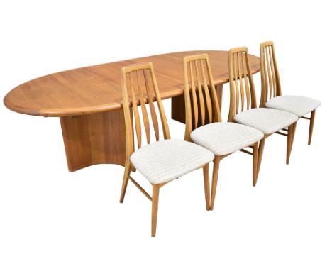 NIELS KOEFOED (DANISH) FOR KOEFOEDS HORNSLET, A SET OF FOUR 'EVA' TEAK DINING CHAIRS  circa 1960s, with stuff over cloth upho