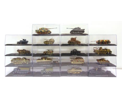 EIGHTEEN 1/72 SCALE PART-WORK GERMAN MILITARY VEHICLES  each in original hard plastic case (six models loose in cases).