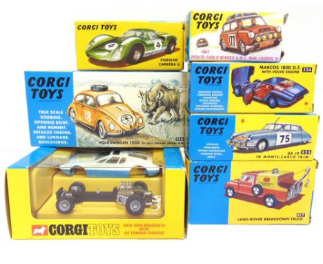 SEVEN CORGI MODEL CLUB (RE-ISSUE) DIECAST MODEL VEHICLES  comprising a No.256, Volkswagen 1200 East African Safari; No.339, 1