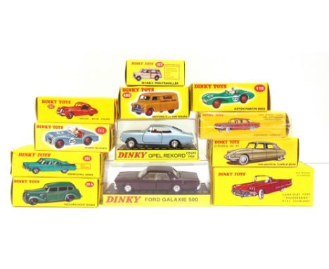 TWELVE ATLAS DINKY (RE-ISSUE) DIECAST MODEL VEHICLES  comprising a No.1402, Ford Galaxie 500; No.1405, Opel Rekord Coupe 1900