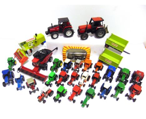 ASSORTED DIECAST MODEL TRACTORS &amp; FARM IMPLEMENTS  by Ertl and others, various scales, variable condition, generally good