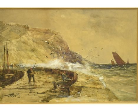 THOMAS BUSH HARDY (ENGLISH, 1842-1897)  'Scarbro' [Scarborough],  watercolour heightened with white, signed and titled lower 