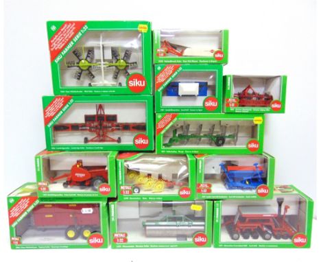 A 1/32 SCALE SIKU MODEL FARM IMPLEMENT COLLECTION  comprising a No.2271, Accord MSC Seed Drill; No.2459, Duvelsdorf Meadow Ro