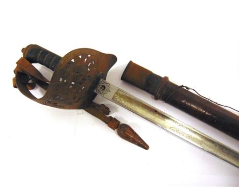 A BRITISH 1897 PATTERN OFFICER'S SWORD  by Robert Mole, the 82cm straight polished blade etched with a Royal crown, 'ERI' cyp