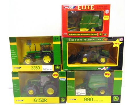 A 1/32 SCALE BRITAINS MODEL TRACTOR &amp; IMPLEMENT COLLECTION  comprising a No.42820, John Deere 6150R; No.42903, John Deere