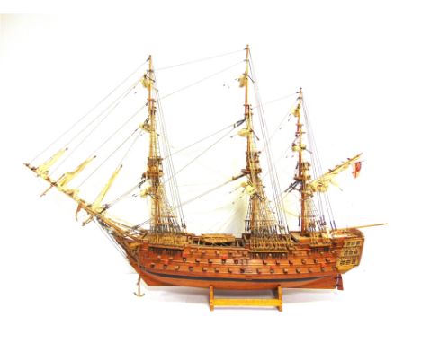 A MODEL OF THE ROYAL NAVY 104-GUN FIRST RATE SHIP OF THE LINE 'H.M.S. VICTORY'  of principally wood construction, fully-rigge