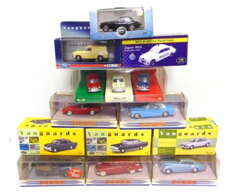 TWELVE 1/43 SCALE DIECAST MODEL CARS  by Matchbox 'Dinky Collection' (5), Vanguards (4), and others, including a Marks &amp; 