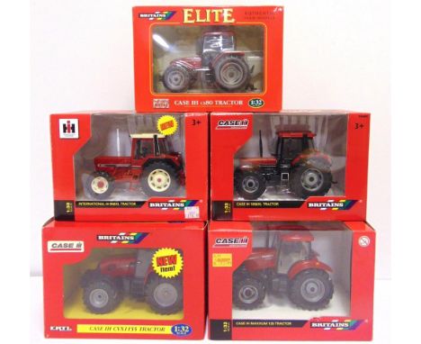 FIVE 1/32 SCALE BRITAINS MODEL TRACTORS  comprising a No.42343, Case IH Maxxum 125; No.42012, Case IH CVX1155; No.42491, Case