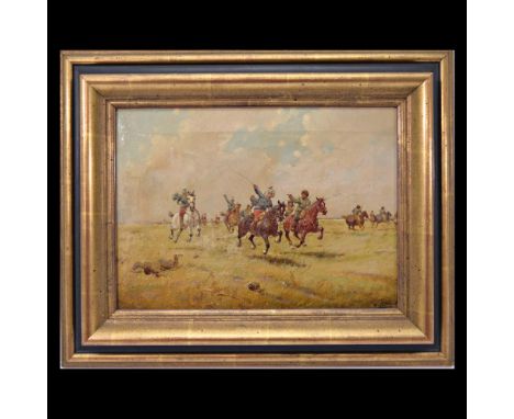 Georg KOTZBECK (XIX-XX) "Cavalry battle between Uhlans and Cossacks" (c.1914). Oil on canvas. Provenance: Dorotheum Vienna, A